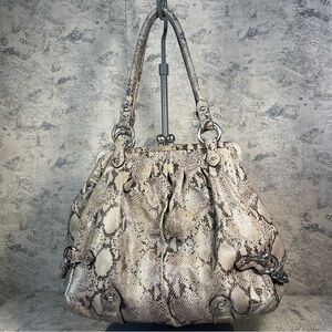 Kenneth Cole Snake Embossed Leather Bag with Kiss-lock Closure